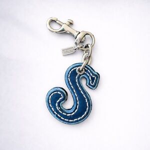 Coach Letter S Leather Bag Charm Keychain Initial Y2K